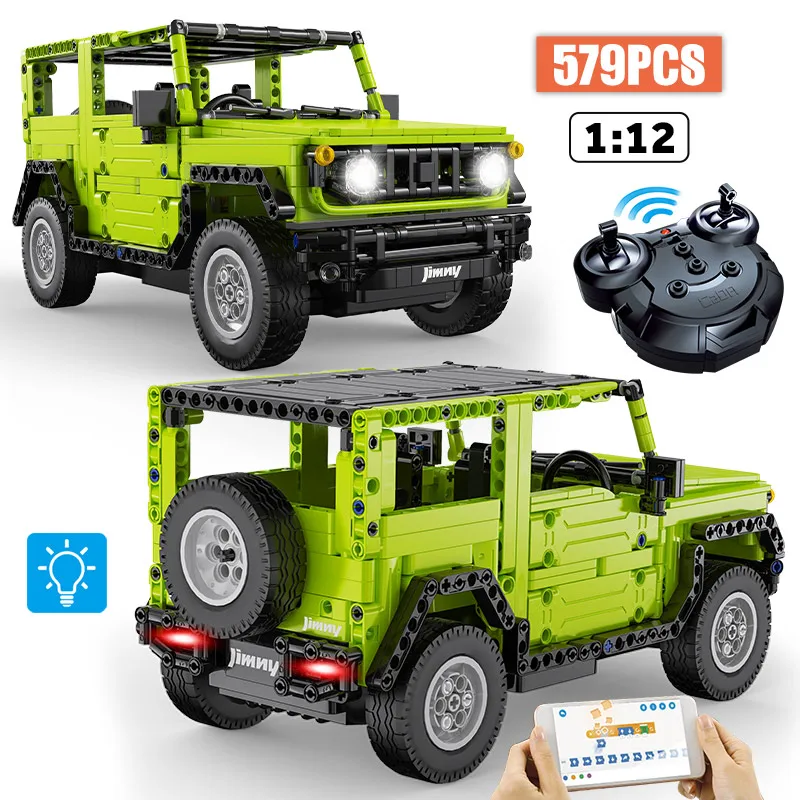 

579pcs City Technical RC 1:12 Off-road Car Building Blocks APP Remote Control SUV Green Sports Vehicle Bricks Toys For Boys Gift