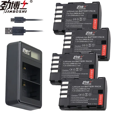 4X B and Charger 4 шт. 2200 мА/ч, DMW-BLF19 ДМВ BLF19 BLF19E DMW-BLF19e DMW-BLF19PP Батарея+ ЖК-дисплей USB Зарядное устройство для цифрового фотоаппарата Panasonic Lumix GH3 GH4 GH5 G9 - Цвет: 4X B and Charger