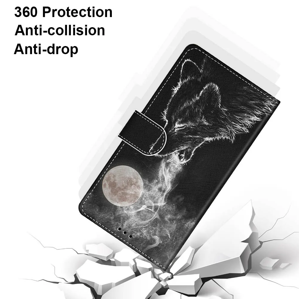 Чехол-книжка из искусственной кожи чехол s с крутым рисунком волка кота для huawei Y3