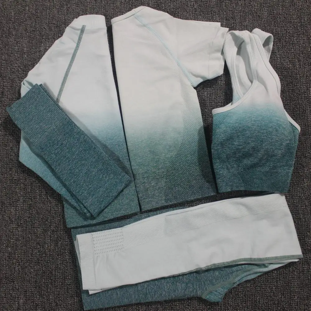 Набор для йоги из 4 предметов бесшовные леггинсы с эффектом омбре спортивный