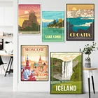 Пейзаж для путешествий, Картина на холсте, винтажные фотографии Испании, Дании, Москвы, Норвегии, пейзаж, настенный плакат для гостиной, домашний декор