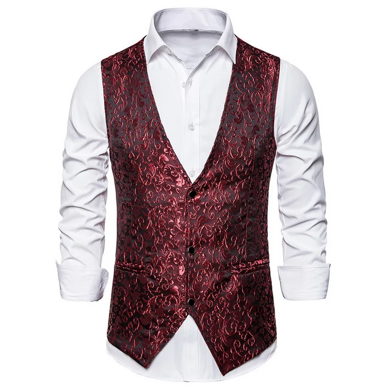 Luxury men vest suit Party Waistcoat Steampunk Vest Men Shinny Night Club Prom Suit Wedding Formal Vests | Мужская одежда