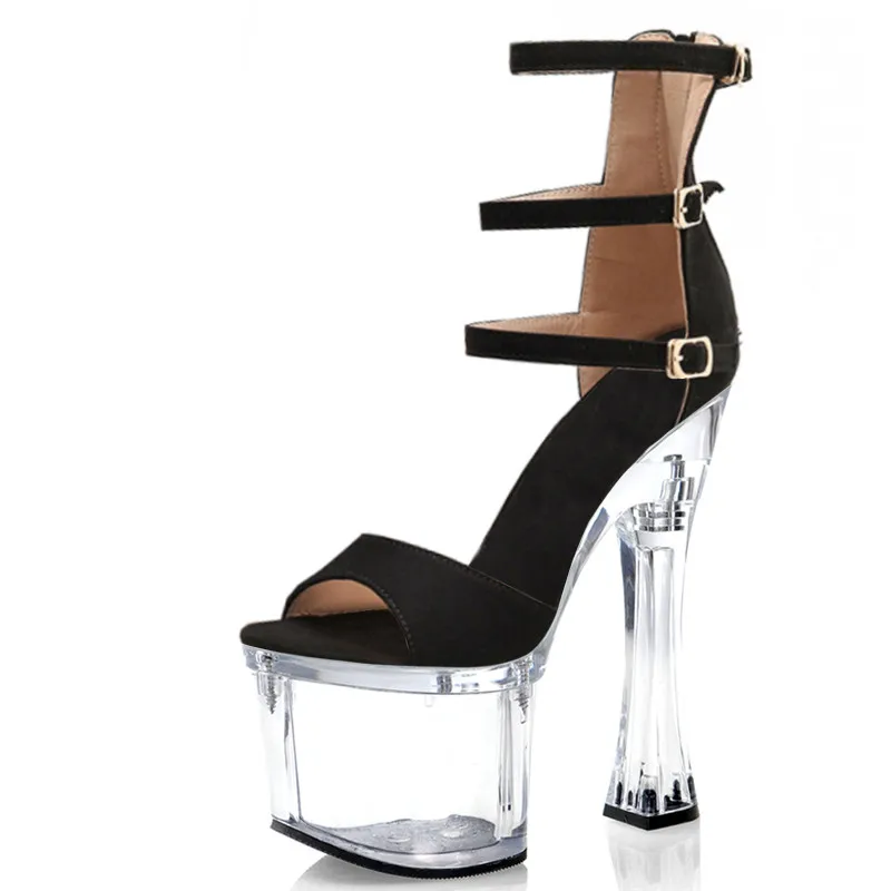 New Sexy 18cm Square High Heels Women Wedding Night Club Party Pole Dance Sandals Straps Platform sandals shoes