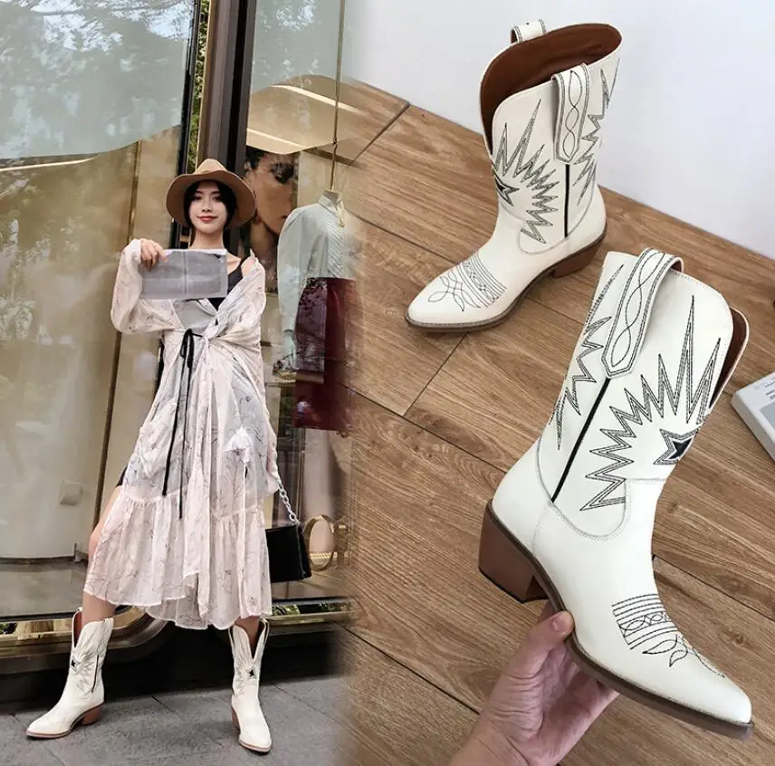 Prova Perfetto Chic Lady 2020 Новинка Осень-зима ботинки до середины икры короткие остроносые