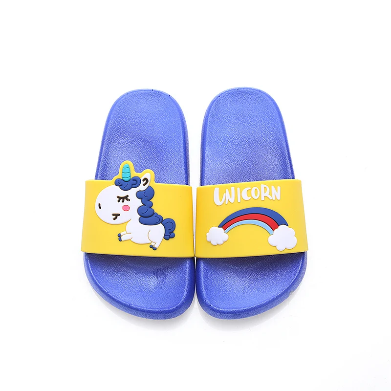 Домашние тапочки с мультяшным единорогом для маленьких детей летние домашние