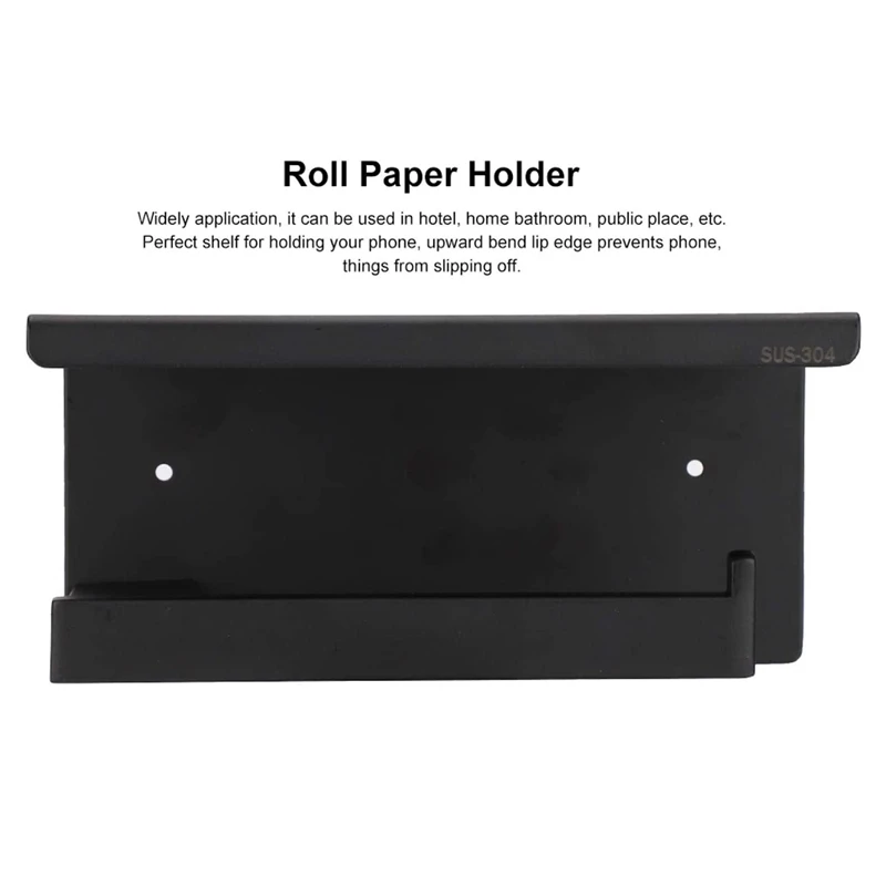 

Toilet Paper Holder Stainless Steel Paper Holder Mobile Phone Tissue Holder Square Shelf Bathroom Accessories