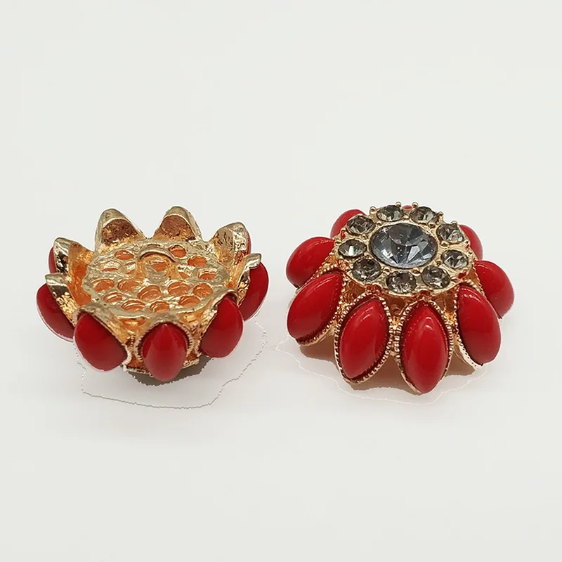 Resin Flower Rhinestone Wedding Decoration Buttons For Clothing Metal Buttons DIY Coat Sweater Buttons For Clothing Accessories
