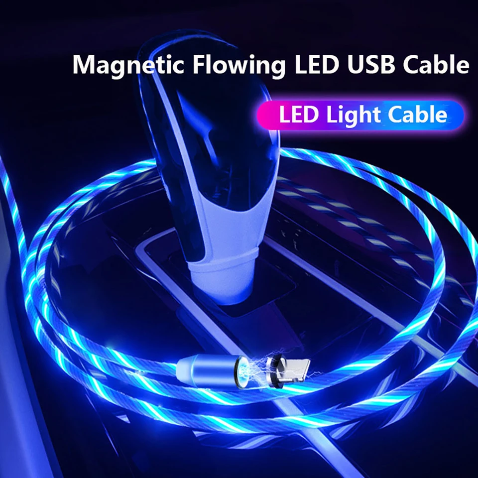 Цветной светодиодный магнитный кабель для телефона быстрая зарядка Micro usb type C
