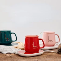 novelty korean style mugs sets ceramic large warm heated mugs lid spoon sets simple letter gift enamel mug home supply of50mk