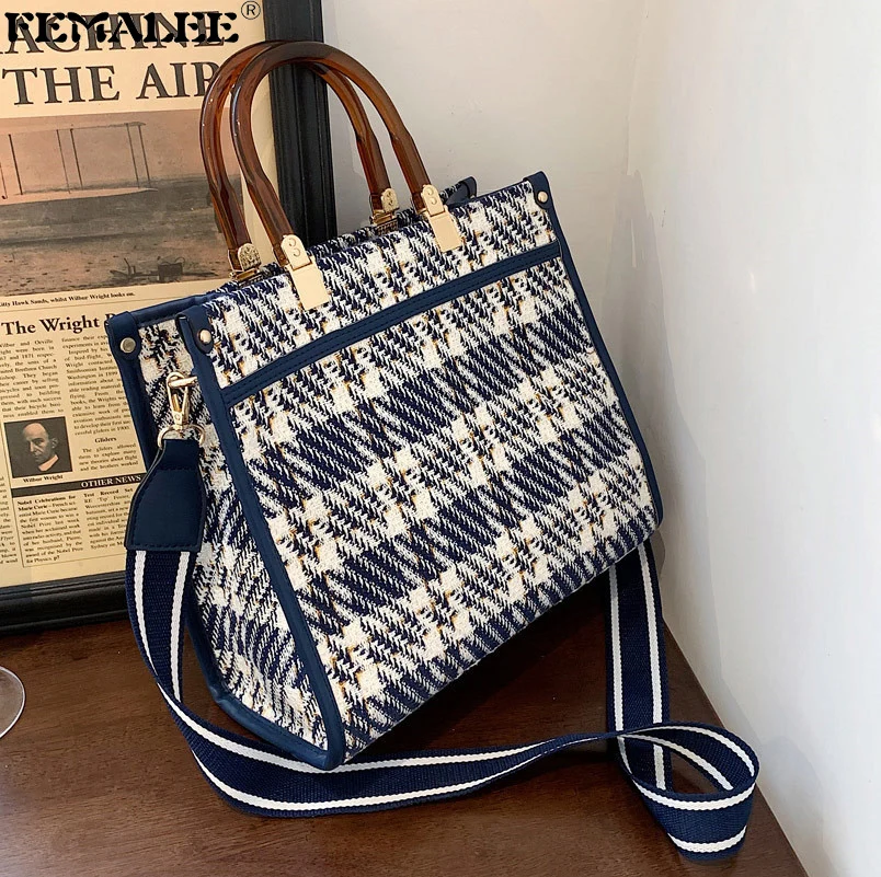 

Сумка-тоут женская плетеная с акриловыми ручками, модный вместительный саквояж, простой дизайнерский чемоданчик на плечо, на лето