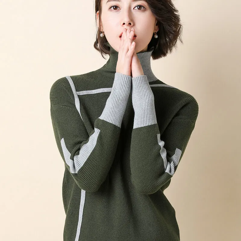 JORSEA теплый вязаный женский свитер с высоким воротником 2019 осень новый дизайн