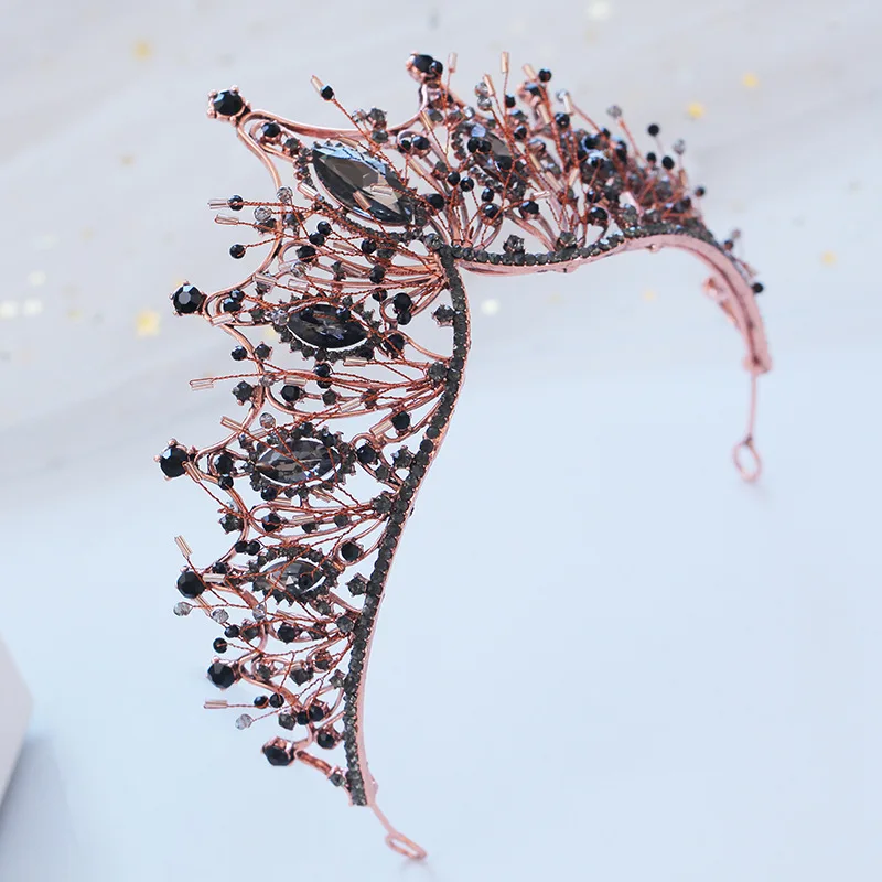 KMVEXO New Big Baroque Handmade Crystal Princess Crowns for Queen Rhinestone Tiaras Diadem Wedding Bridal Hair Accessories