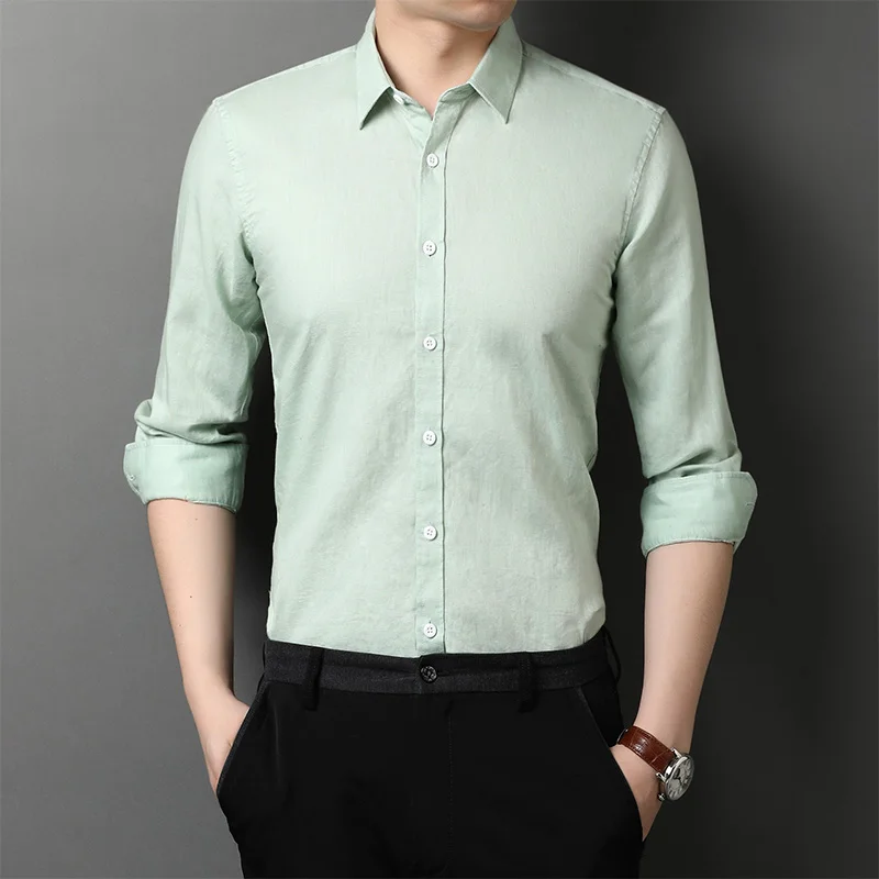 

high quality 2021 spring autumn new shirt fashion men lapel long-sleeved shirts zde2027