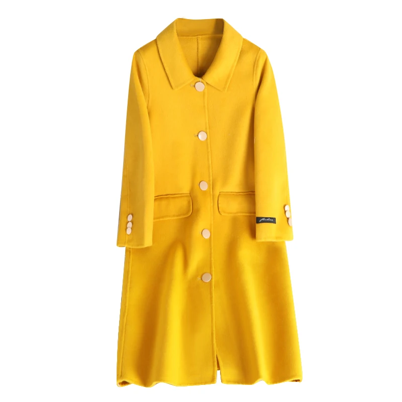 Пальто из 100% шерсти для женщин кашемировые пальто новинка 2019 Осень-зима женское