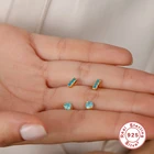 Женские серьги-гвоздики Boako, маленькие круглые серьги из стерлингового серебра 925 пробы с голубым кубическим цирконием, ювелирное изделие для девочек и детей, 2020 W5