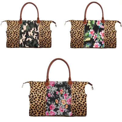 Женская большая камуфляжная спортивная сумка дорожный чемоданчик с леопардовым