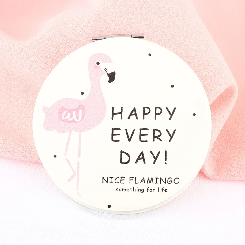 PU Folding Small Mirror Portable Makeup Pocket Mirror Round Mirror - Цвет: 24