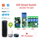 Tuya Smart Дистанционное Управление Беспроводной Wi-Fi модуль автоматического включения света 124CH DC 7-32V постоянного тока 5 В, 12 В, 24 В постоянного тока, РЧ-приемник 10A Wi-Fi реле для Alexa 