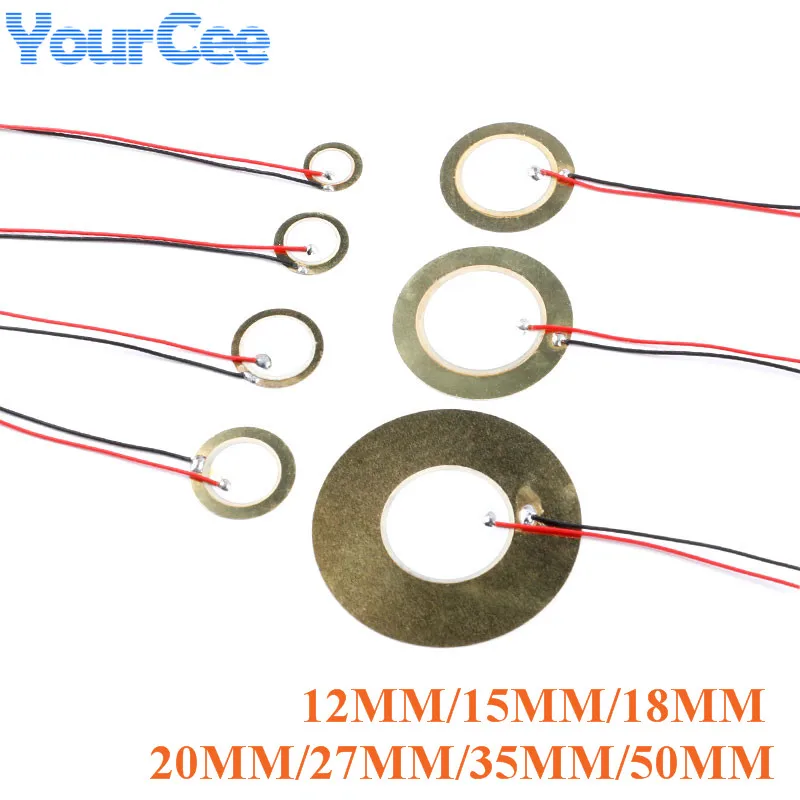 10pcs Piezoelectric Piezo Ceramic Wafer Plate Sounder Sensor Dia 12MM/15MM/18MM/20MM/27MM/35MM/50MM For Buzzer Loudspeaker | Электронные