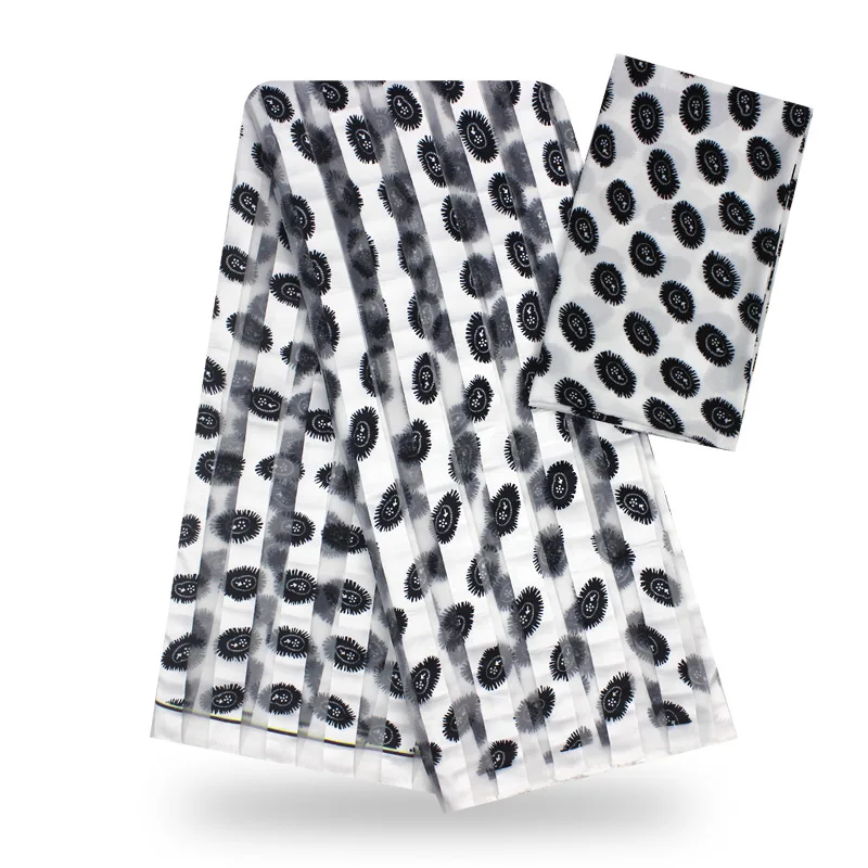 Черно-белая лента шелковая восковая Ткань Органза Шелковый материал африканская