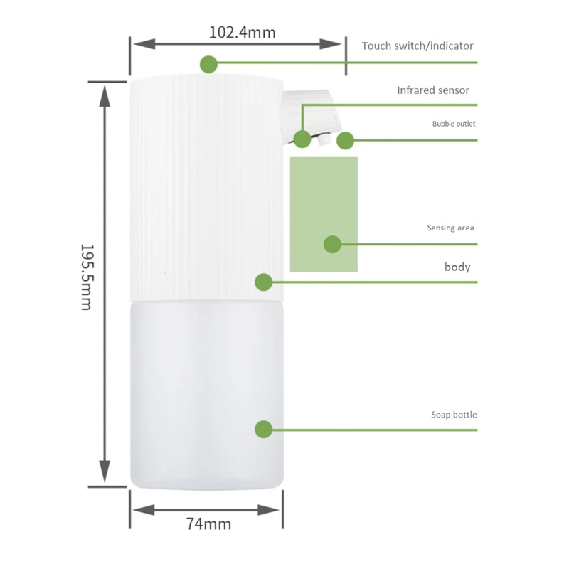 

Touchless Bathroom Dispenser Smart Sensor Liquid Soap Dispenser for Kitchen Hand Free Automatic Soap Dispenser -White