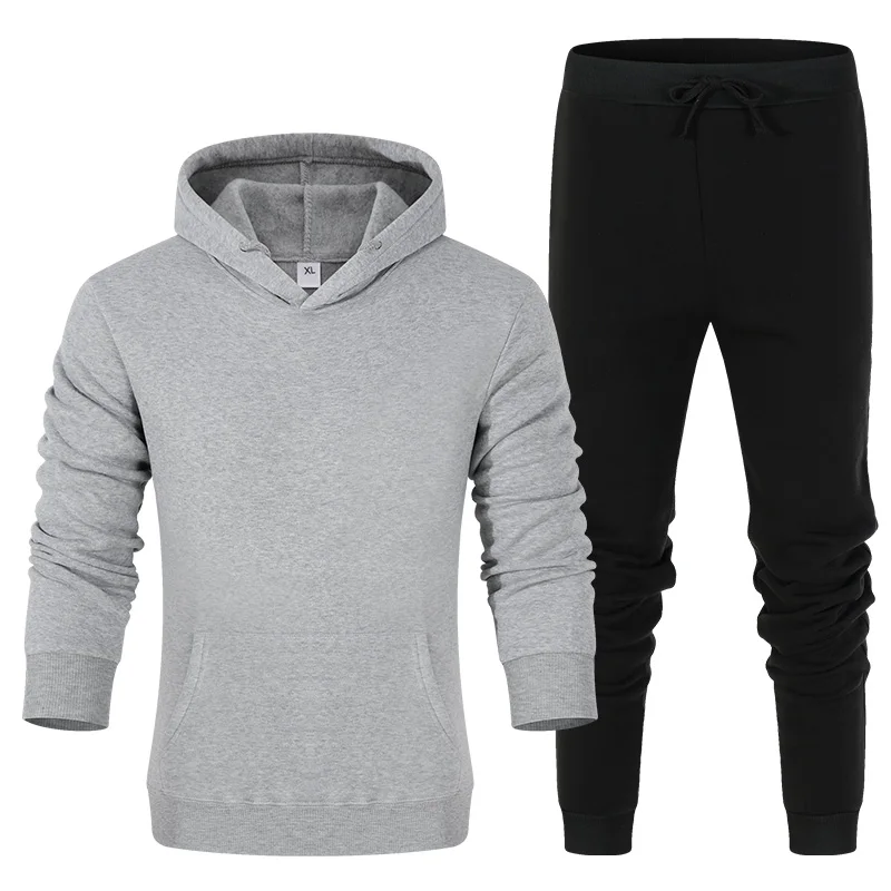 Мужской спортивный костюм с капюшоном теплый комплект из 2 предметов Осень-зима