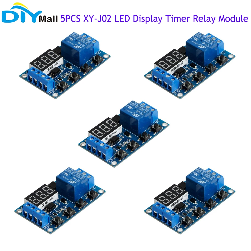 

5pcs XY-J02 1 Channel Digital Multifunctional Timer Relay Module LED Display Automation Cycle Delay Timer Control Off Switch