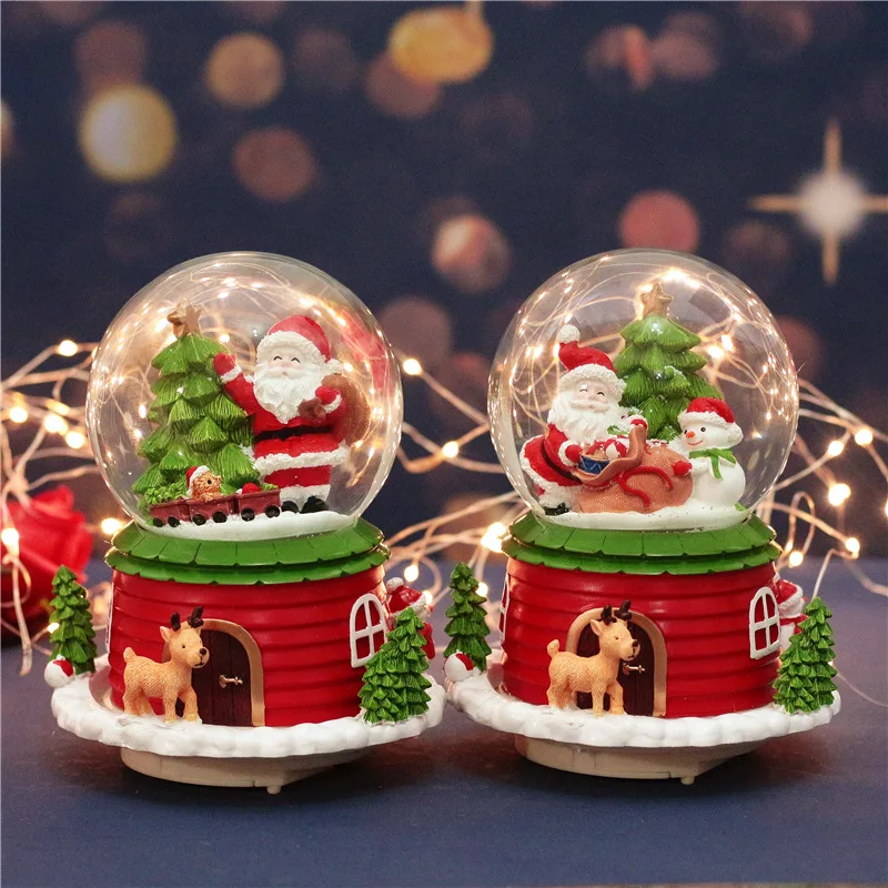 Рождество Снежный шар музыкальная шкатулка Санта Снеговик хрустальный с