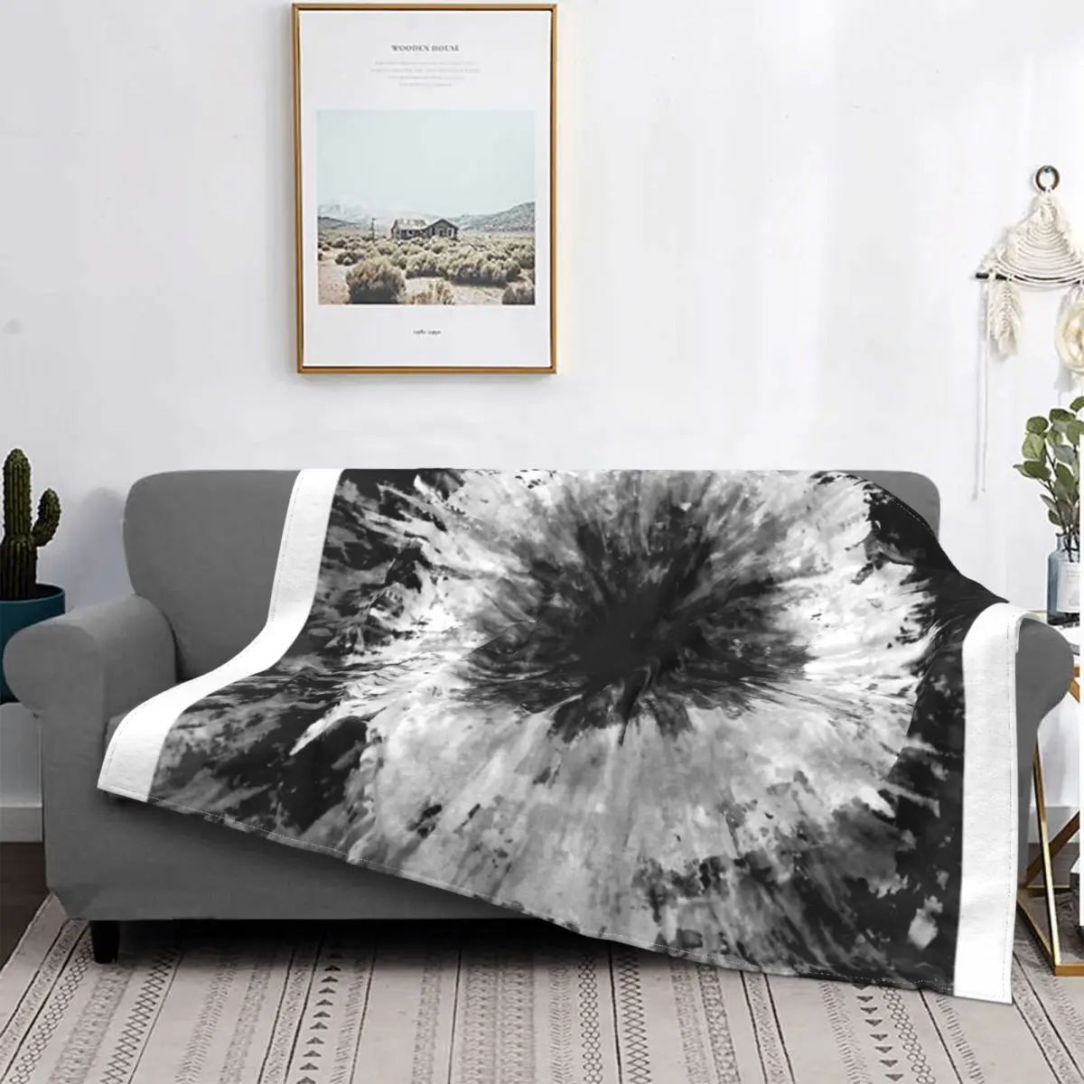

Black And White Tie Dye Blanket Bedspread Bed Plaid Muslin Picnic Plaid Blanket Hoodie Receiving Blankets