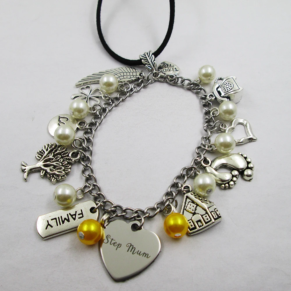 Степ мама семья тема дома Любовь кожа Нержавеющая сталь цепь зеркало заднего