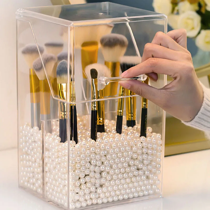 Коробка для хранения косметических кистей органайзер макияжа акриловый