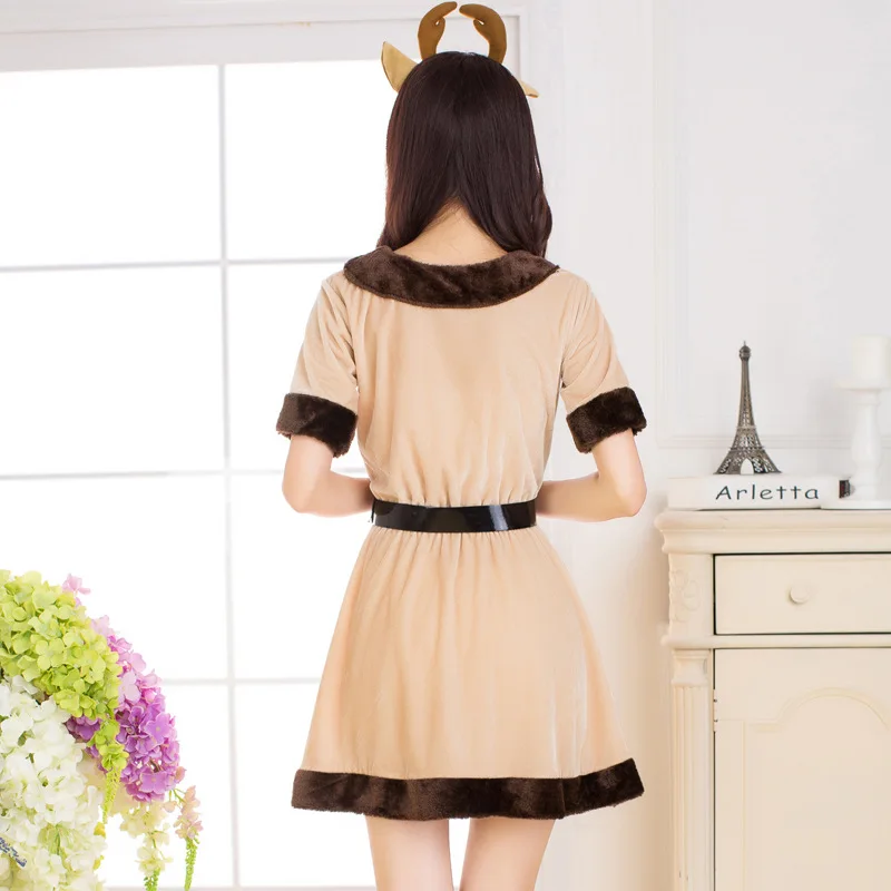 Для девочек-подростков Санта Клауса с принтом Олень костюмы для костюмированной