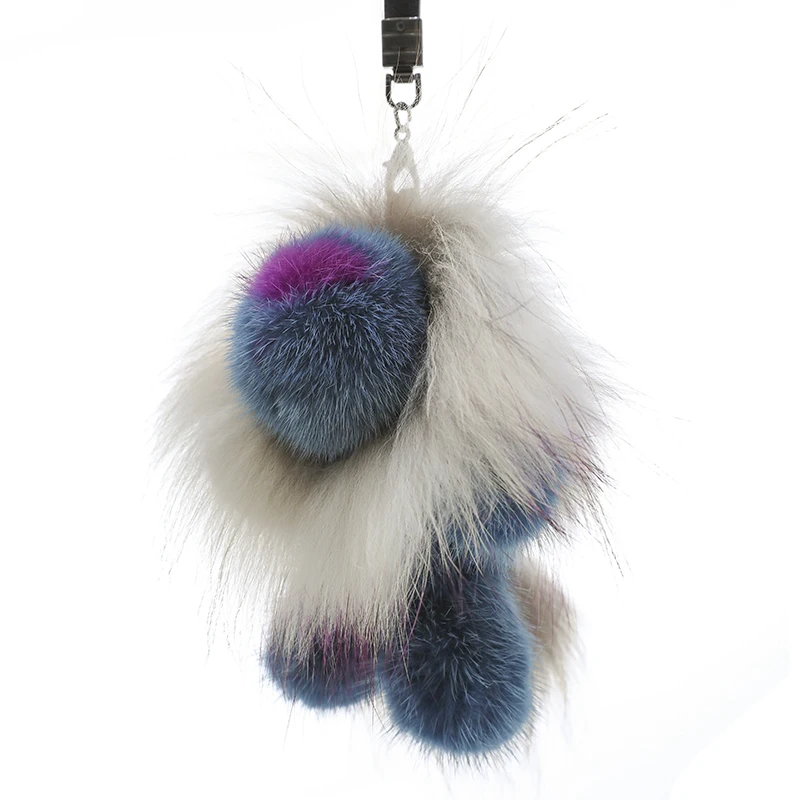 Luxury Mink Hair Fur Handmade Lion Keychain Keyring Fashion For Elegant Bag Charm Pendant Porte Clef Women Best Gift High-end