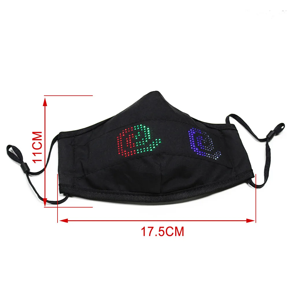 

1PC Halloween Face Mouth Mask Masquerade LED Optical Fiber APP Luminous Mask Dustproof Mascarillas Outdoor Masque De Protection