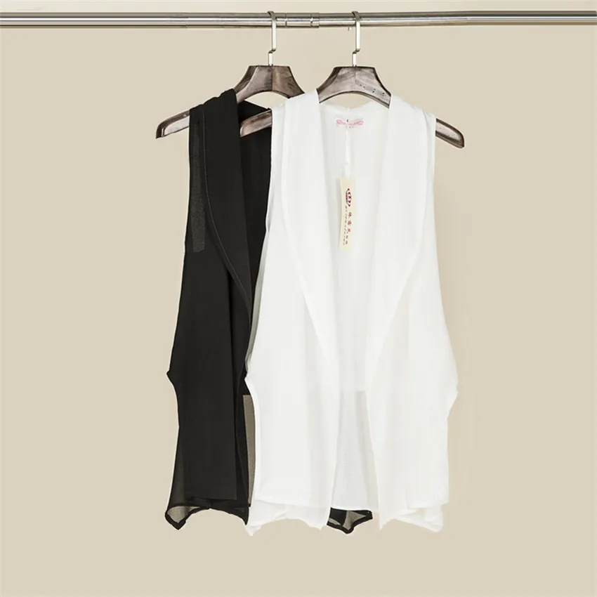 Женский шифоновый жилет модный офисный большого размера без рукавов приталенный