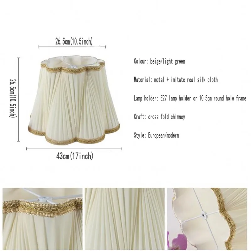 Настольная и напольная лампа E27 в стиле АР-деко зеленый абажур шелковая ткань