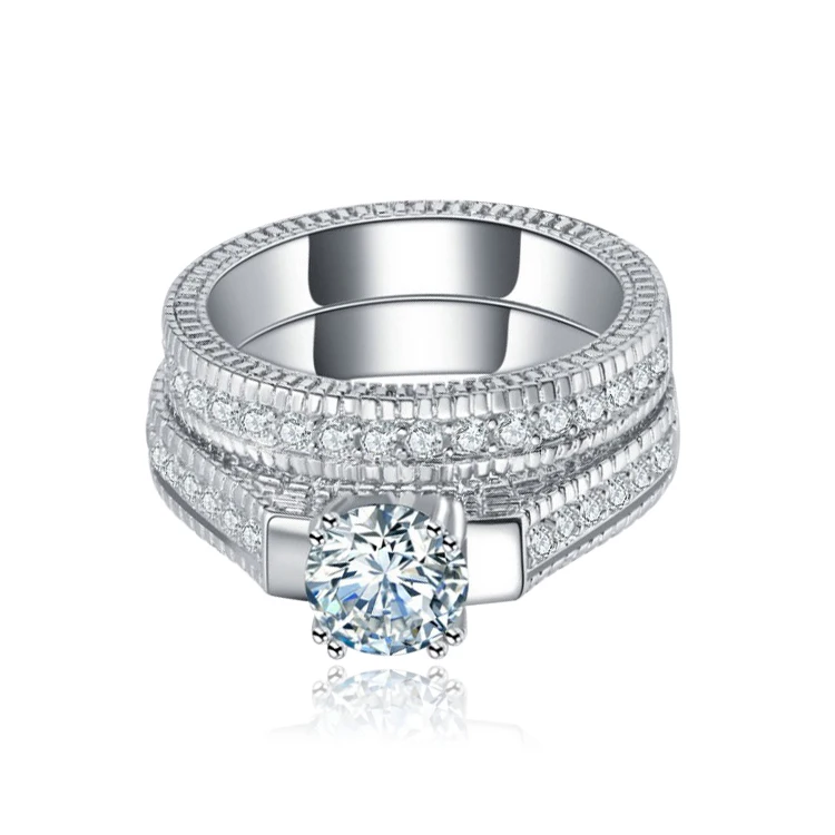

new design Black Friday New 925 Sterling Silver Rings set bridal 2pcs Women Engagement Weeding luxury For finger Jewelry r4434