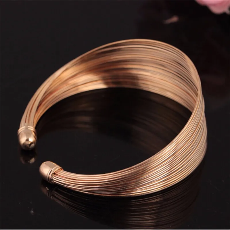 12pcs/Lot Open Size Metal Wire Chain Bracelet Bangles Multi-layer Jewelry Bracelet Femme Cuff Indian image 2