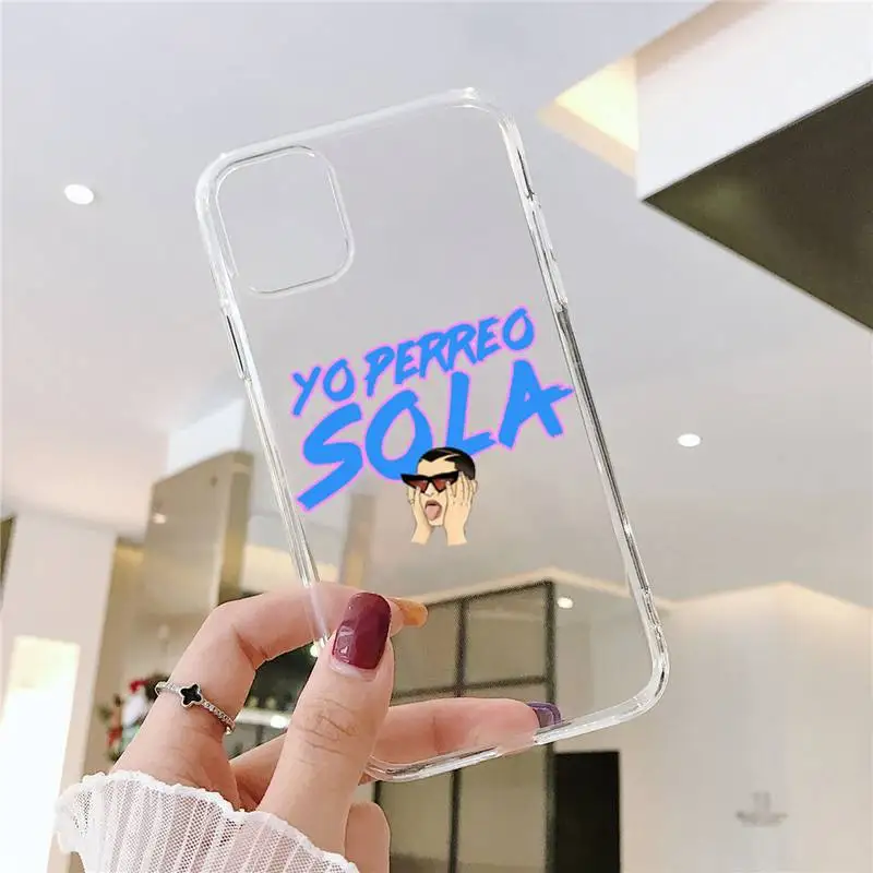 

Yo Perreo Sola Bad Bunny Maluma Phone Case Transparent Clear for iPhone 11 12 mini pro XS MAX 8 7 6 6S Plus X 5S SE XR 2020