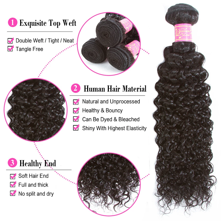 Queen love Hair 5 шт./лот малазийские кудрявые вьющиеся пряди 4 пряди с закрытием человеческие волосы пряди с закрытием волосы remy