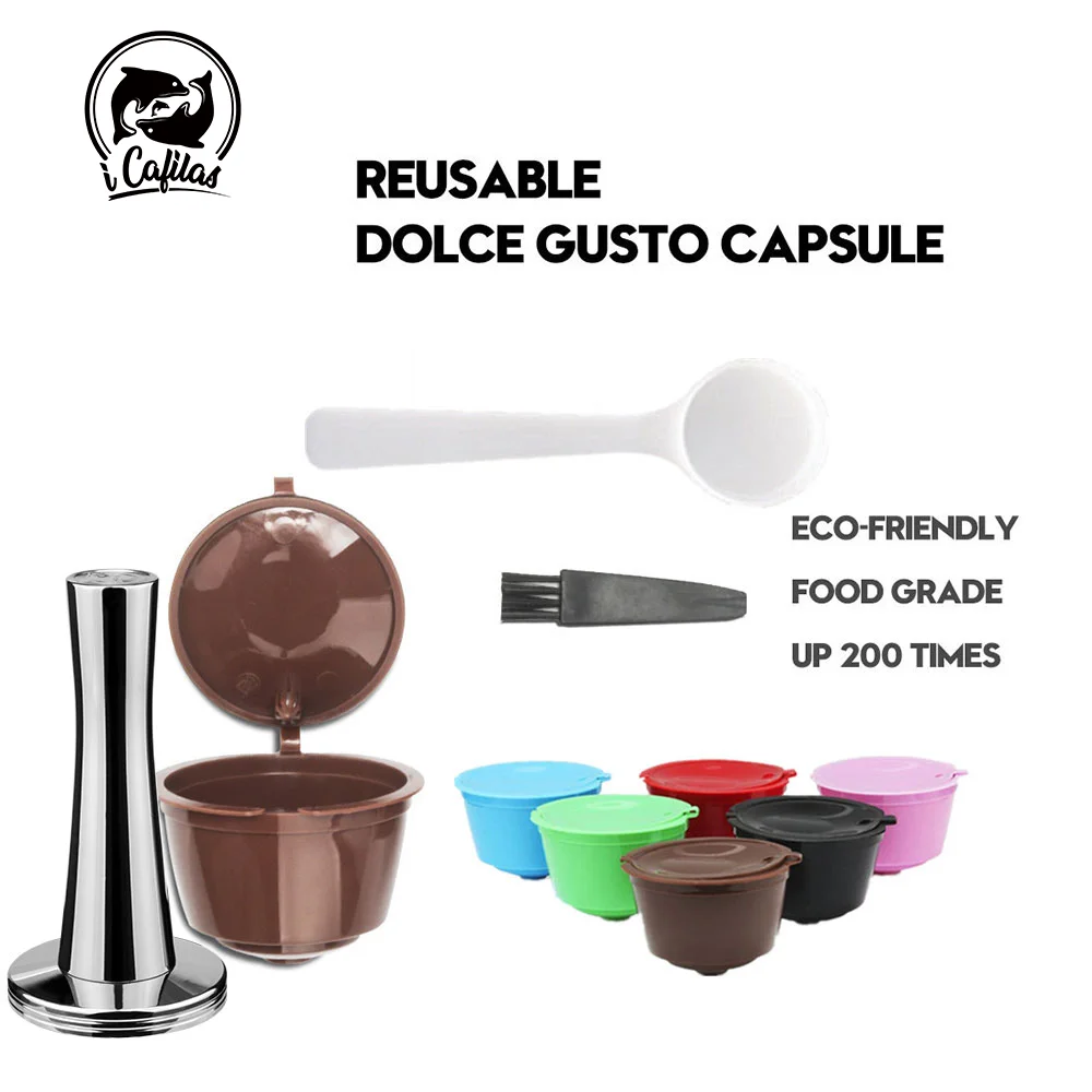 

Reusable Coffee Capsule Nescafe Dolce Gusto Filters with Stainless Steel Mesh Dolci Gusto Pod Cup for Coffee machine Tool Tamper