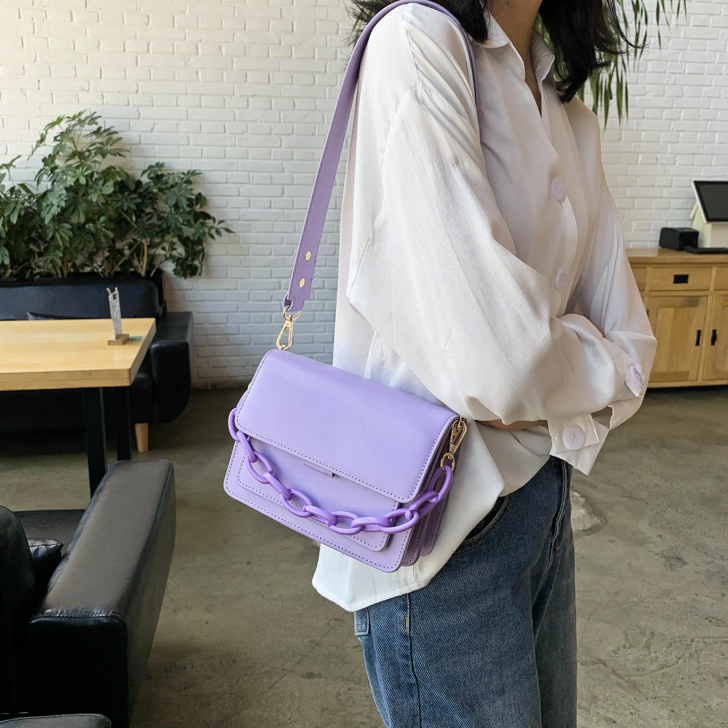 

Chain Design New Mini PU Leather Flap Bags For Women 2021 Summer Lady Shoulder Handbag Female Beautiful Fashion Cross Body Bag
