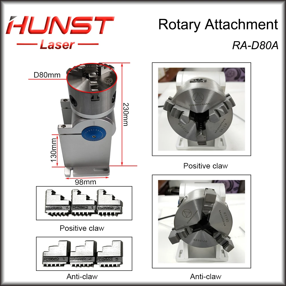 Hunst D80 Rotary Attachment for Laser Marking Welding Machine Rotary Axis Rotary Device Gold Silver  Jewelry Ring Engraving enlarge