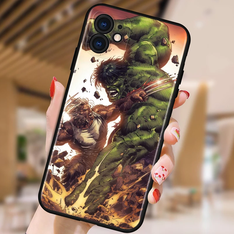 

Marvel Hulk Shockproof Cover for iPhone 5 5S 6 7 8 X XR XS 11 SE 12 2020 mini Plus Pro MAX TPU Black Soft Cover