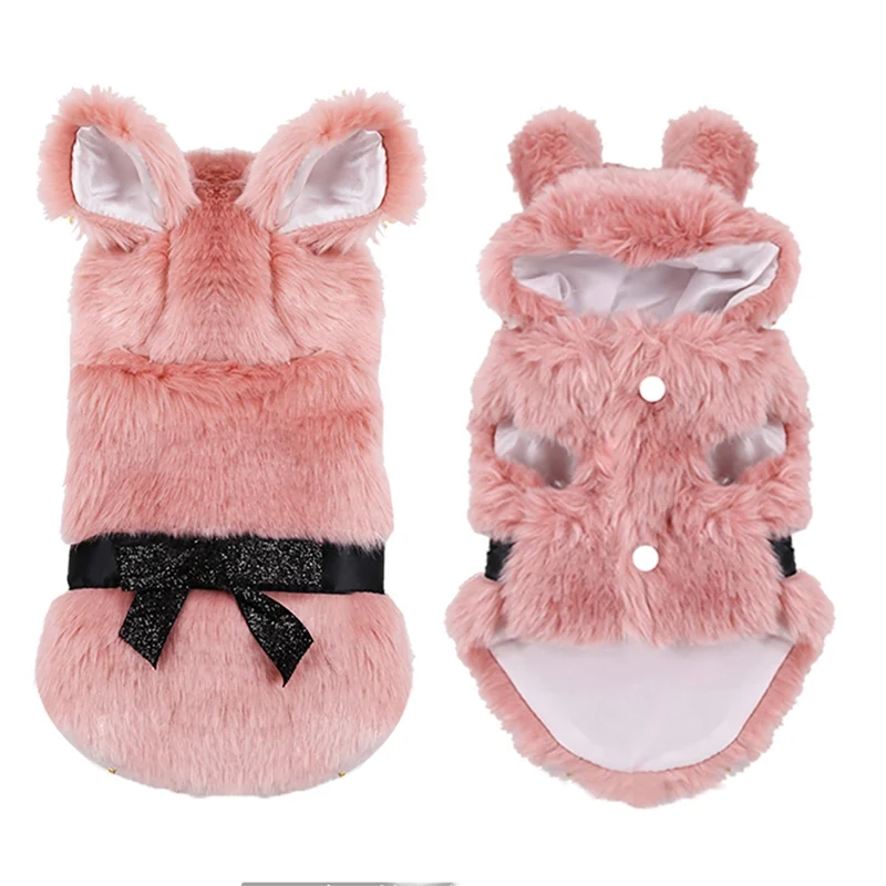 Одежда для собак милый зимний теплый хлопковый пуховик с капюшоном и пушистым