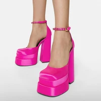 2022 new women sandals fashion brand platform high heels luxury rhinestone red black dress shoes wedding party woman sexy pumps