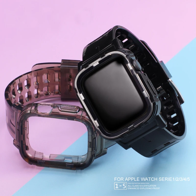 Мягкий силиконовый спортивный ремешок для Apple Watch Series 1 2 3 4 5 прозрачный резиновый