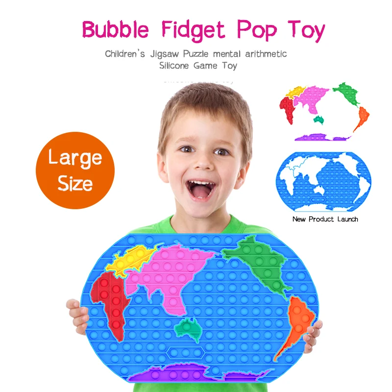 

Spliced Pop Push Bubble Fidget World Map Antistress Puzzle Toys Adult Kids Sensory Toy to Relieve Autism Pressure Boys & Girls