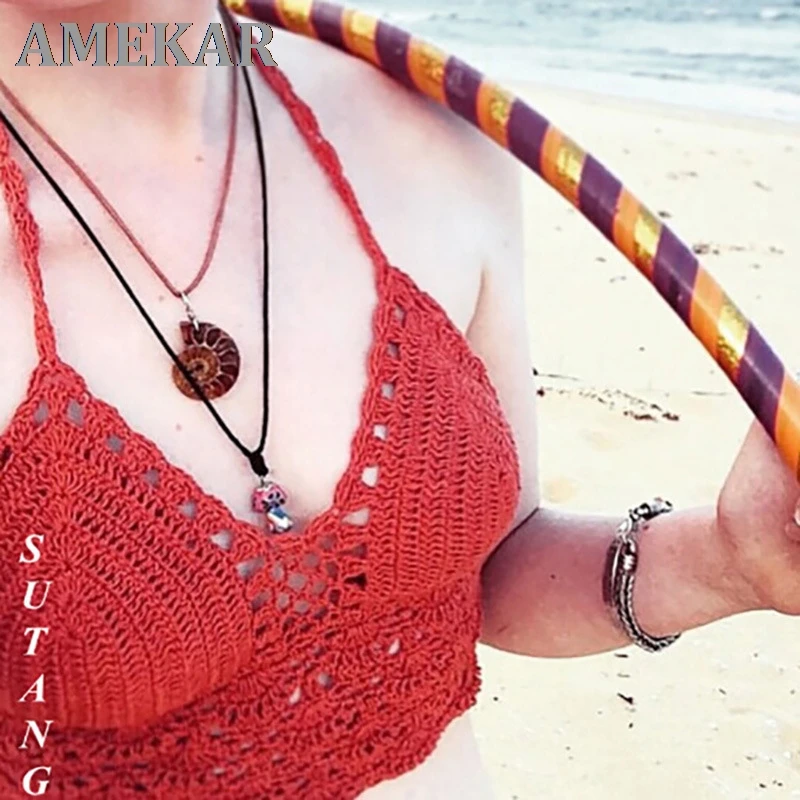 

Europe and the United States hand hook knitting bikini strapless, Ms. Sexy joker spa fission swimsuit