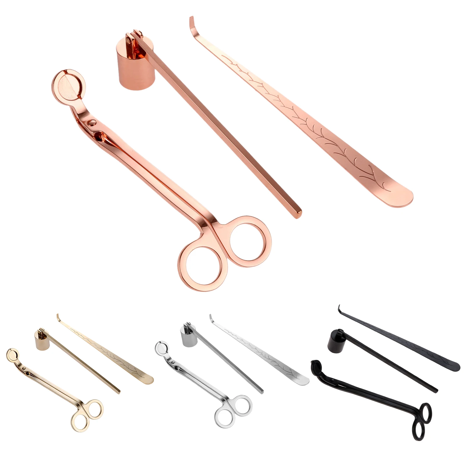 

Candle Snuffer Candle Accessory Set, Gift with Wick Trimmer, Wick Dipper and Snuffer, 3-Piece Set
